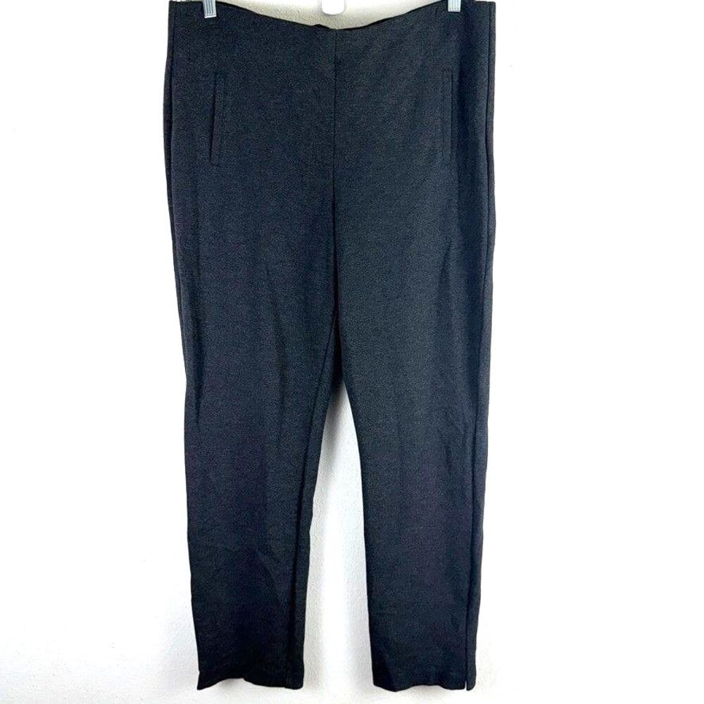 Chicos 14 Tall Pull On Charcoal Womens Ankle Pants Straight Leg Work Stretch
